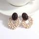 thumbnail image 4 of Pendientes colgantes AENSOA Boho trenza de ratán de Madera geométricos hechos a mano para mujer, 4 of 5