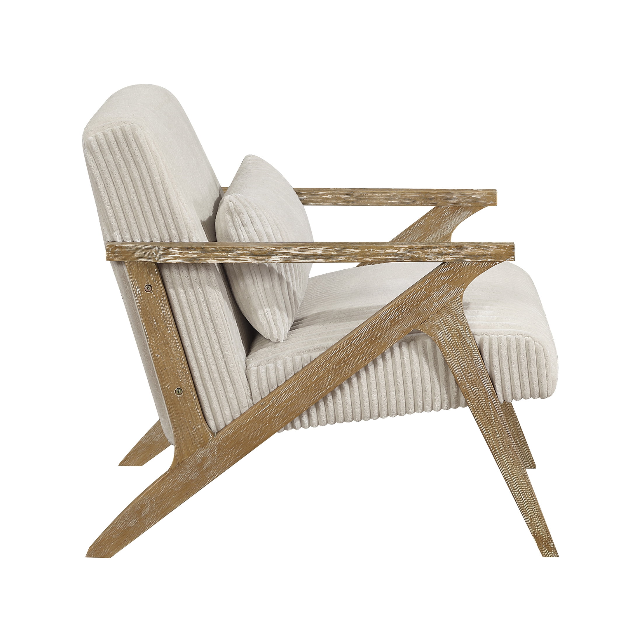 OakvillePark Papyrus Solid Rubberwood Frame Corduroy Accent Chair, Beige