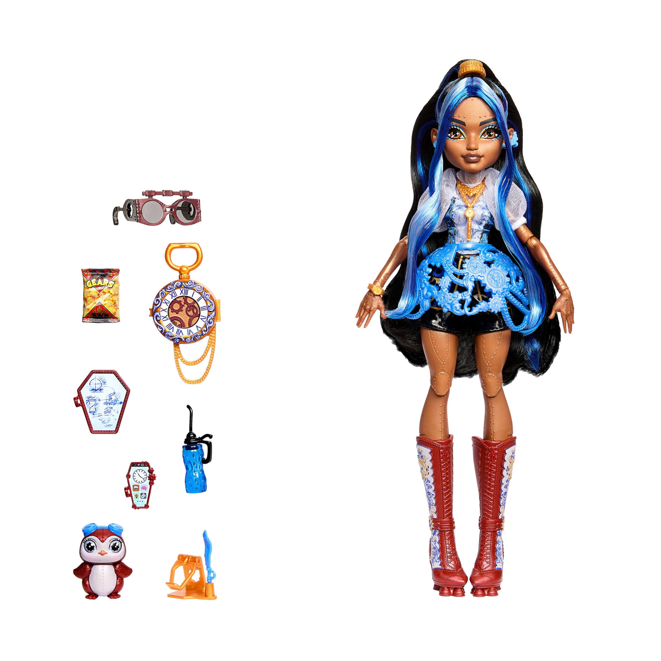 Monster High Robecca Steam Fashion Doll in Rocket Boots, Goggles with Pet Penguin and Accessories