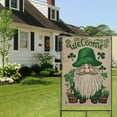 thumbnail image 4 of St. Patrick's Day Garden Flag Holiday Outdoor Flag Shamrock Clovers Gnome Green Farmhouse Holiday Outdoor Flag 28''×40'' Burlap Vertical Double Sided Outdoor Flag for Home,Spring Outdoor Decor, 4 of 6