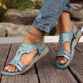 thumbnail image 4 of KEGIRLOM Women Spring/Summer Fashionable And Casual Versatile Water Diamond Comfortable And Casual Elastic Set Sandals With Slope Heels Blue 6, 4 of 8