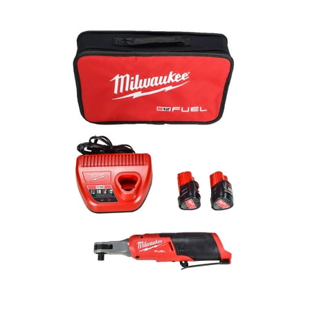 Milwaukee 2567-22, 3/8 in Drive Size 12V Cordless 2.0Ah Battery, 35 ft-lbs Electric Ratchet, 2 Pieces