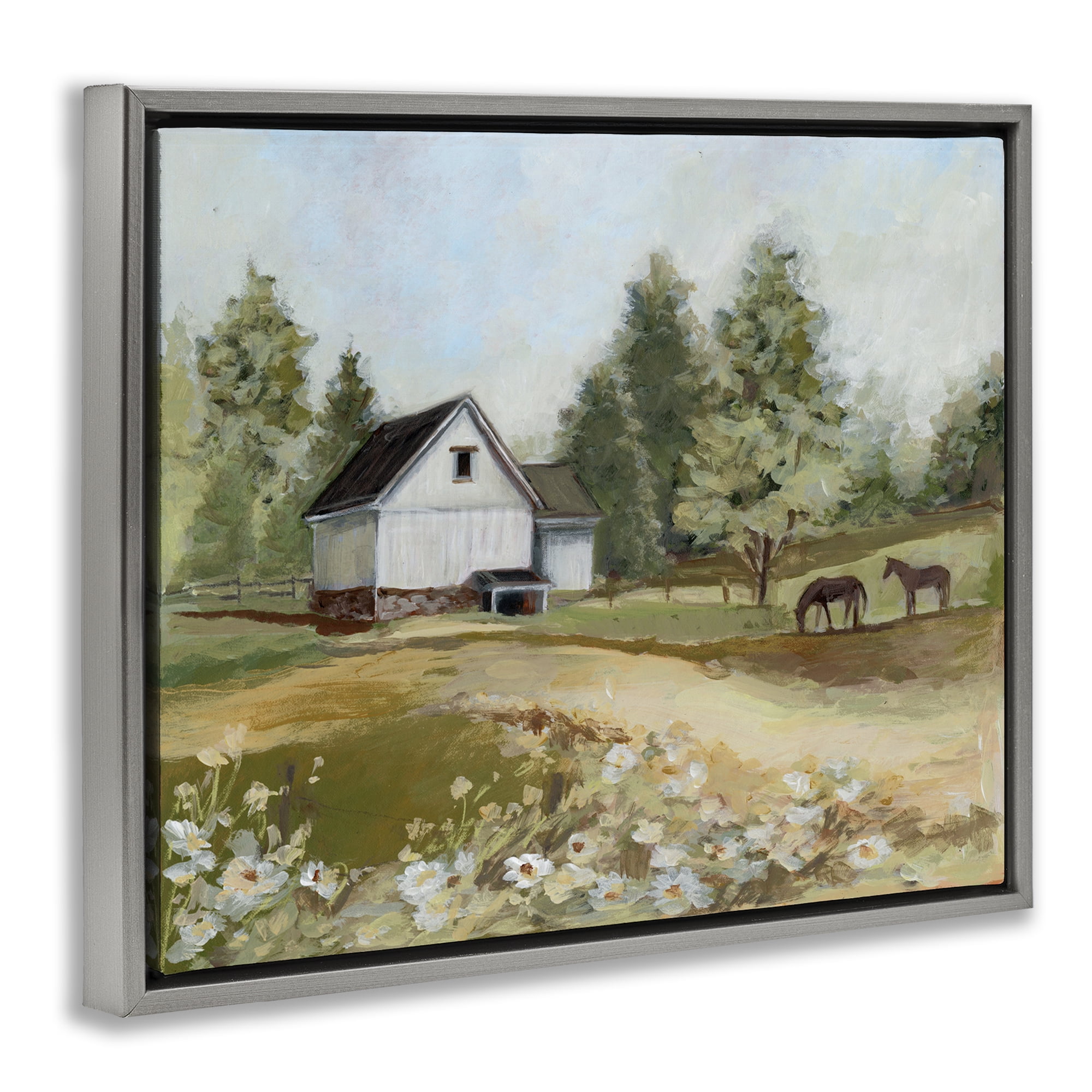 Stupell Industries Barn Field Landscape Gray Framed Floater Canvas Wall Art, design by Susan Winget