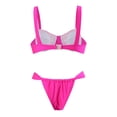 thumbnail image 2 of TNOBHG Women Swimsuit Set Women's Bandeau Sling Flower Decor Bra High Waist Briefs Set 2pcs/set Split Design Swimsuit Two-piece Bikini Set, 2 of 8