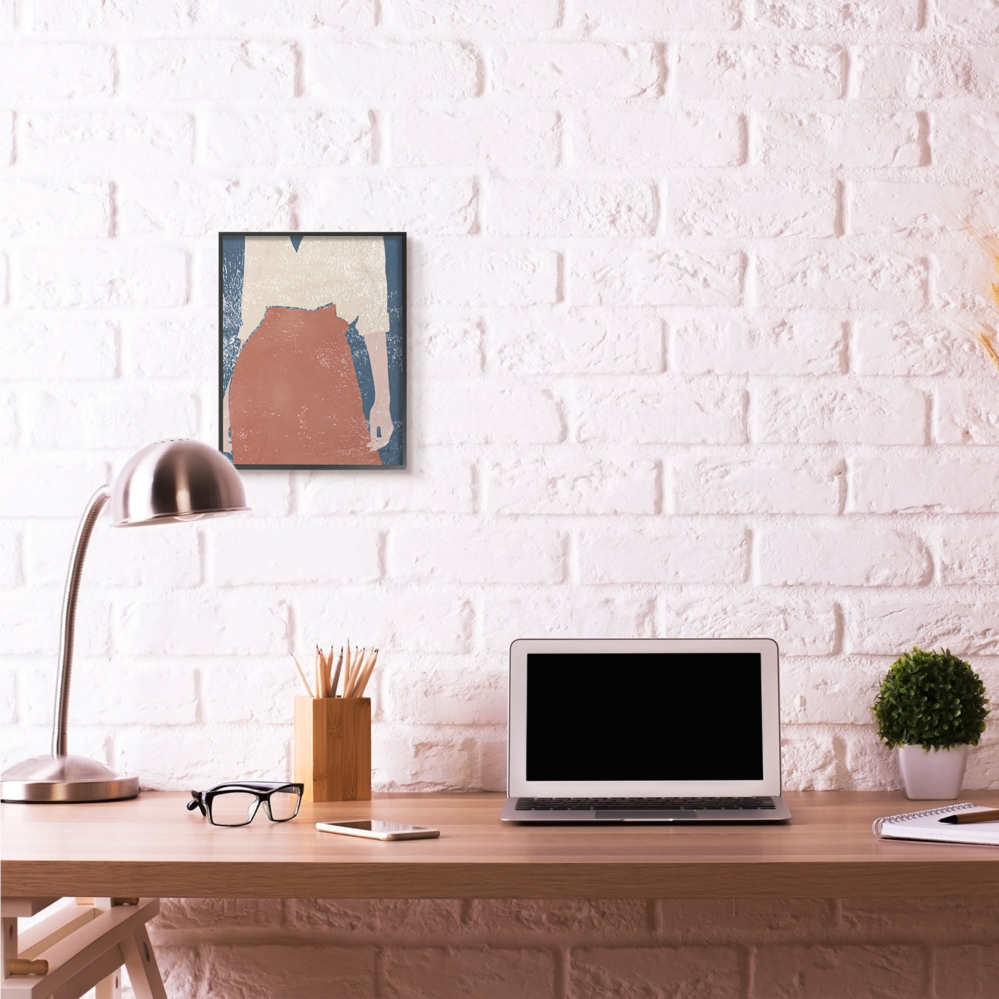 Stupell Industries Standing Person Red Blue Textured Surface Design Graphic Art Black Framed Art Print Wall Art, 11x14, by Moira Hershey