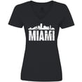 thumbnail image 3 of Inktastic Miami Skyline Grunge Women's V-Neck T-Shirt, 3 of 5