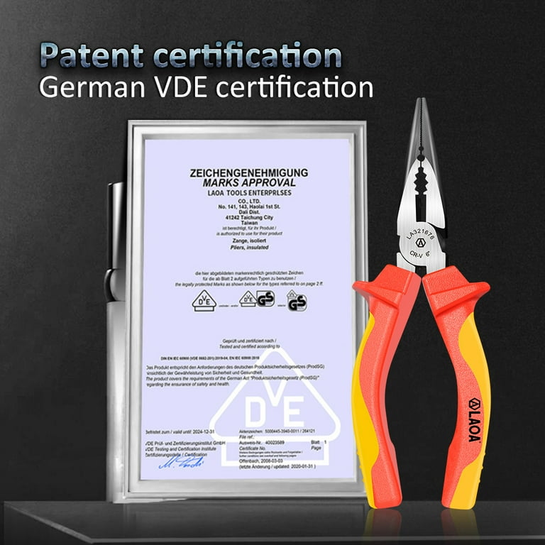 LAOA Insulated Needle Nose Plier,Long Needle Nose Pliers,1000V