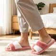 thumbnail image 2 of Agkizg Womens Fuzzy Slippers, House Slippers, Colorblock Open Toe Fuzzy House Slippers Soft Plushes Comfortable Casual Indoor Bedroom Daily Slippers, 2 of 7