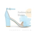 thumbnail image 3 of BLISSFUL STEP Women's Heels Bow Block Heel Ankle Strap Open Toe Sandals Sky Blue 10, 3 of 6