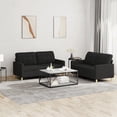 thumbnail image 1 of vidaXL 2 Piece Sofa Set with Cushions Black Fabric, 1 of 4