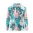 thumbnail image 2 of Uorisanigo Palm Leaves Womens Athletic Polo Workout Tops Relaxed Soft Long Sleeve Golf Polo Shirts with Zipper Quick Dry Tennis Tops for Workout Sports, 2 of 7
