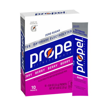 Propel Powder Packets with Electrolytes, s and No Sugar, Berry, 0.08 oz, 10 Packets