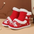 thumbnail image 2 of Otqutp Baby Low Heel Boots Short Boots for Toddler Gilrs Cloth Shoes Rubber Sole Warm Winter Snow Boots Embroidery Print Cotton Boots(Red,11-11.5 Years), 2 of 5