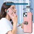 thumbnail image 2 of K-Lion Compatible with Apple iPhone 14 6.1 inch Phone Case with Metal Ring Kickstand,Drop Protection ID Credit Card Slots Holder Premium PU Leather Protective Cover,Pink, 2 of 10