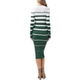 thumbnail image 3 of INSPIRE CHIC Women's Striped Sweater Dress Long Sleeve Stretchy Crew Neck Bodycon Ribbed Knit Casual Fall Long Dresses M Green, 3 of 6