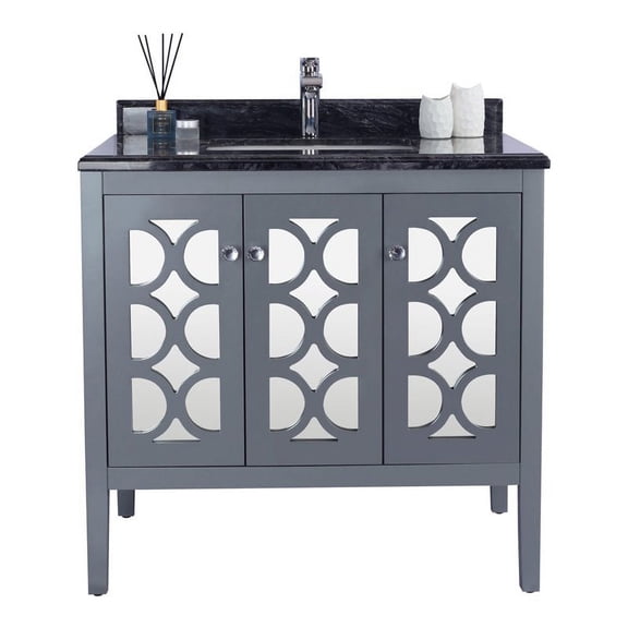Mediterraneo - 36 - Grey Cabinet   Black Wood Counter