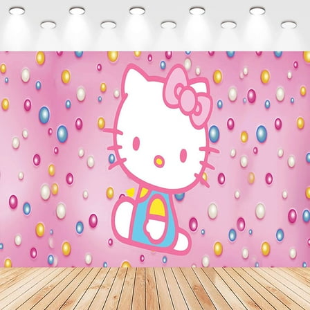 5 X3ft Kitty Cartoon Birthday Party Decorations Supplies, Masks Party Photography Backdrop Photo Decor Banner, Kids Boys Baby Shower Photography Backdrop