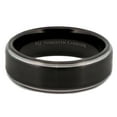 thumbnail image 2 of MJ Metals Jewelry Tungsten Carbide 8mm Black Plated Wedding Band Silver Edges Comfort Fit Ring Size 9.5, 2 of 4