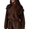 thumbnail image 2 of Women'S Casual Zip-Up Jumpsuit, Autumn Fashion Waist-Cinching One-Piece Suit, One-Piece Sportswear Brown L, 2 of 9