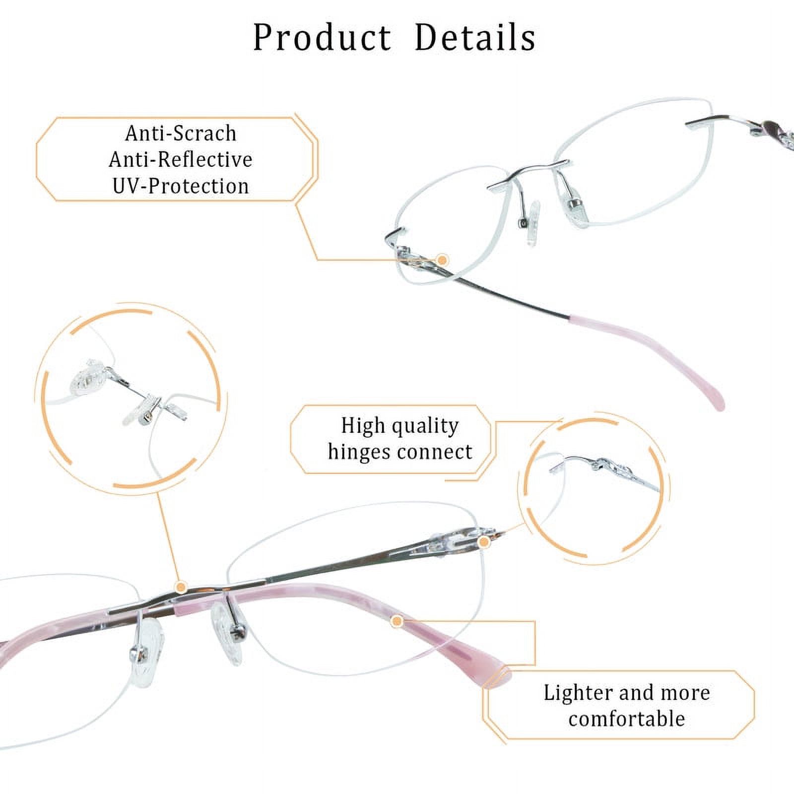 LifeArt Pure Titanium Frame Glasses/Blue Light Blocking Reading Glasses, Reduce Eyestrain, Stylish for Women(Pink,+2.00 Magnification)
