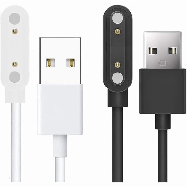 xixishop Compatible for Easyfone Smart Watch Charger, Magnetic USB Replacement Charging Cable Compatible with Easyfone KW2 Kids Smart Watch (2 Pack-Black+White)