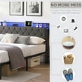 thumbnail image 7 of Full Size Upholstered Platform Bed with Storage Headboard & Charging Station & LED Lights,Noise Free,Full, 7 of 7