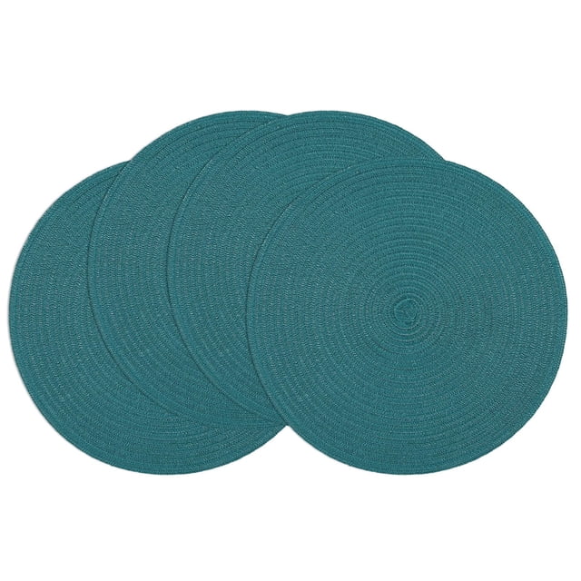 Juego de 4 manteles individuales redondos de 38 cm, tejidos, verde azulado, de SHACOS
