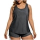 thumbnail image 2 of Tankini de moda para mujer, color sólido con cojín en el pecho y sin soporte de acero, traje de baño holgado con cordón dividido, trajes de baño de 3 piezas para mujer, trajes de baño tankini para muj, 2 of 6