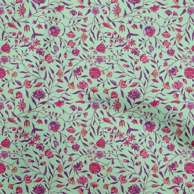 oneOone Polyester Spandex Mint Green Fabric Asian Suzani Craft Projects Decor Fabric Printed By The Yard 56 Inch Wide