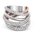 thumbnail image 2 of 20mm AAA Cz Hollow Silver&Rose Gold Band Girl 925 Silver Engagement Ring Sz 6-10, 2 of 3