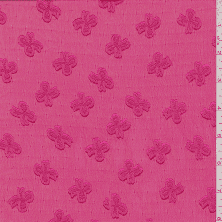 - Pale Red Clover Embroidered Chiffon, Fabric Sold By the Yard