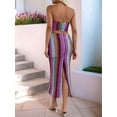 thumbnail image 4 of Women'S Summer Colorful Striped Tube Top Dress Set Two Piece Suit Purple XL, 4 of 9