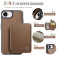 thumbnail image 2 of Allytechgroup 2 In 1 Wallet Case for iPhone 16e, Detachable Magnetic Back Cover Cards Holder Premium PU Leather Stand RFID Blocking Bumper Shockproof Case Cover for iPhone 16e, Brown, 2 of 11