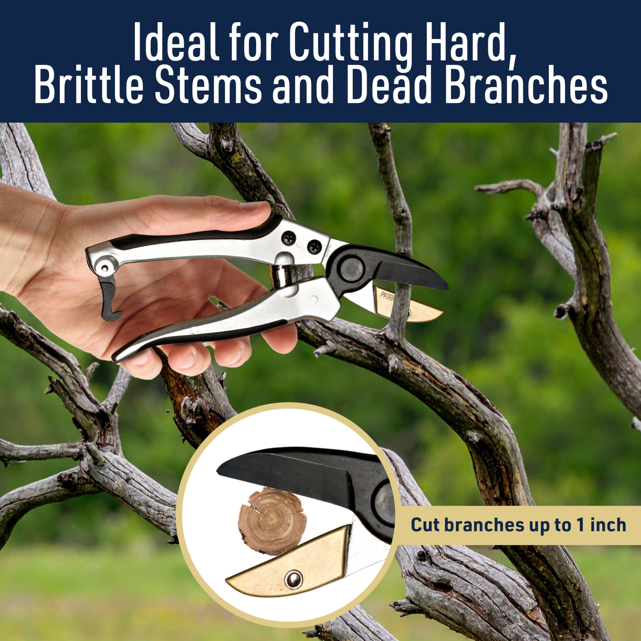 Kings County Tools 7.75” Heavy Duty Anvil Pruning Shears for Gardening - Small Branch Cutter
