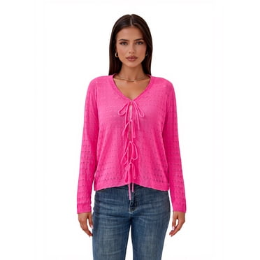 PRETTYGARDEN Women's Long Sleeve Tie Cardigan Sweater, Sizes S-XXL