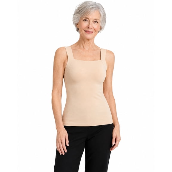 Tanks with Built in Bra, Women's Square Neck Comfort Bra Tank Top Seamless Wireless Support Cami for Daily Wear