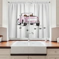 thumbnail image 2 of Cars Kitchen Curtains, Just Married Themed Open Roof Top Car Love for Bride and Groom Picture Wedding Print, Two Panels Drapes with Rod Pocket Room Decor, 55" X 45", Pink White, by Ambesonne, 2 of 3