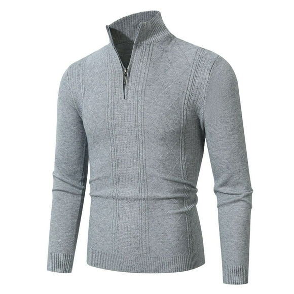 Styesk Chandail pour Hommes Couleur Unie Chandail Décontracté Doux sous-Vêtement Chaud Ajusté Confortable en Coton Chandail à Manches Longues Fermeture à Glissière 1/4 Chandail Surdimensionné