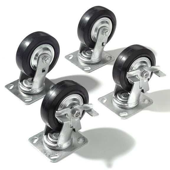 Global Industrial Caster Kit 5"" x 1 1/2"" (4 Swivel 2 With Brakes) With Mountin