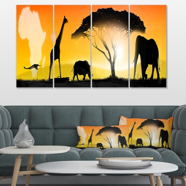 African Wildlife Panorama - African Canvas Art Print