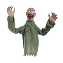 BNNG Animated Halloween Groundbreaker Prop - LED Swing Arm with Scream Sound Effects, Life-Size Scary Decor for Outdoor Haunted House & Graveyard Displays