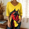 thumbnail image 2 of Idoravan Womens 3/4 Sleeve Tops and Blouses Women's 3/4 Sleeve V-Neck Pullover Casual Loose-Fitting Printed Top D Multicolor L, 2 of 5
