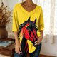 thumbnail image 1 of TaTaai Womens 3/4 Sleeve V Neck Printed Tops Casual Loose Fit Pullover Blouses Soft Lightweight Comfy Spring Summer Daily Wear Shirts for Women Gift, 1 of 5