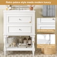thumbnail image 5 of 24" Retro Elegant Bathroom Vanity with Storage, Modern Minimalist Bathroom Vanity with Open Shelf, Freestanding Storage Cabinet with Ceramic Sink for Bathroom, White, 5 of 9