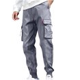 thumbnail image 2 of Cargo Pants for Men Big and Tall Plus Size Multi Pockets Relaxed Elastic Waist Hiking Jogger Tapered Pant Casual Solid Comfort Work Trousers L-5X, 2 of 4