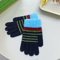 thumbnail image 6 of vnanda Breathable Gloves Children Winter Gloves Student Writing Gloves Knitted Soft Plush Elastic Striped Color Matching Anti-slip Warm Sweat Absorption Kids, 6 of 8