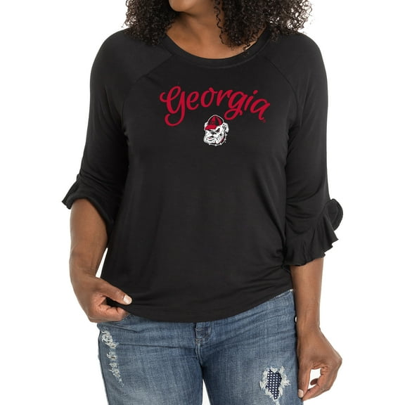 Women's  Black Georgia Bulldogs Renata 3/4-Sleeve T-Shirt