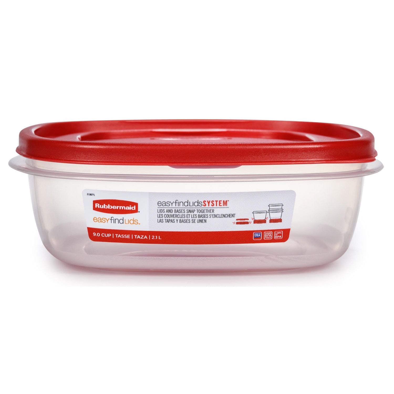 Rubbermaid Easy Find Lids Food Storage Container, 9 Cup, Racer Red