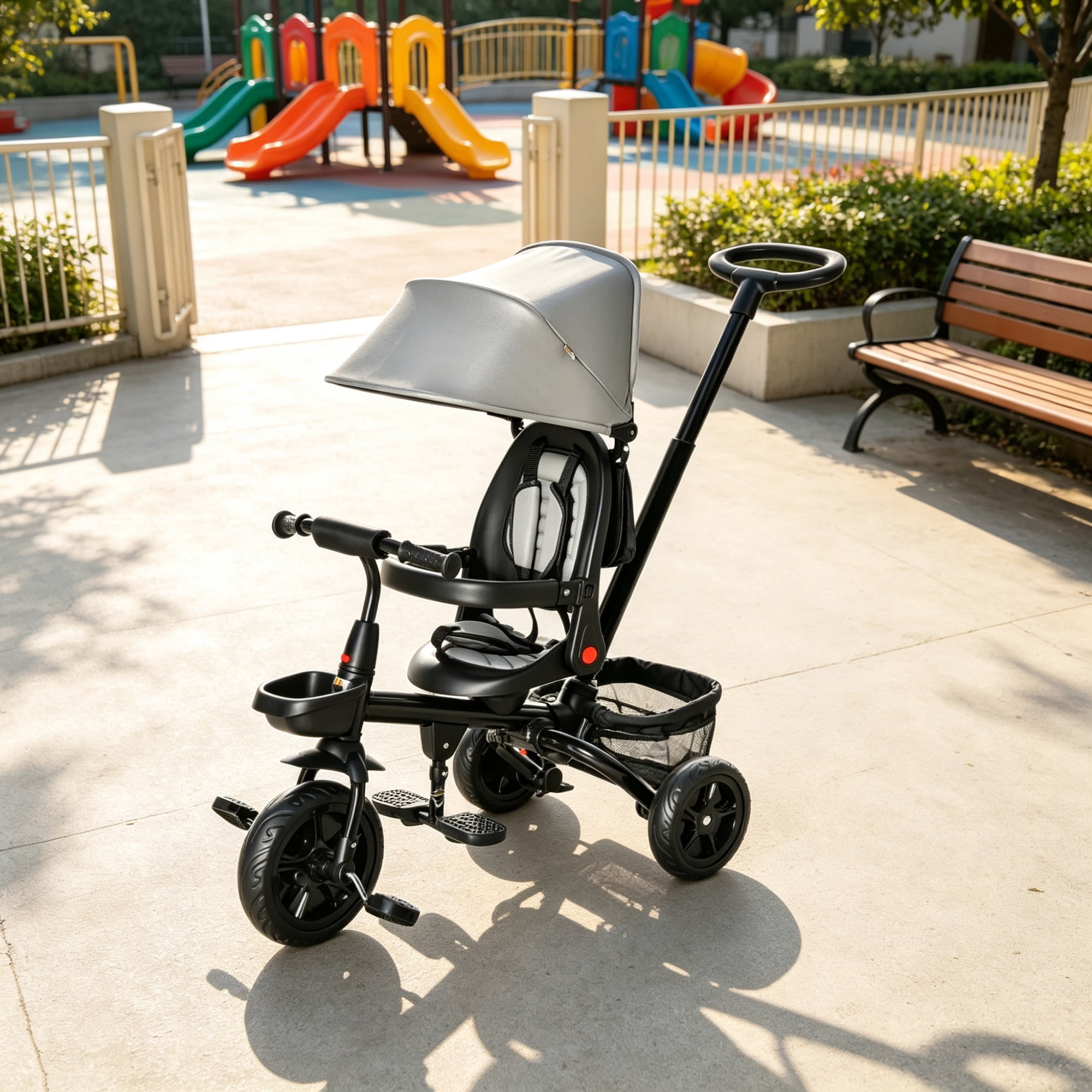 5-in-1 Kids Tricycle with Push Handle and Canopy for Ages 1-5