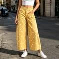 thumbnail image 2 of Tqcoqu Women's High Waist Polka Dot Barrel Jeans,Wide Leg Cropped Denim Pants with Pockets Casual Summer Trousers,Yellow Women's S-XL, 2 of 8